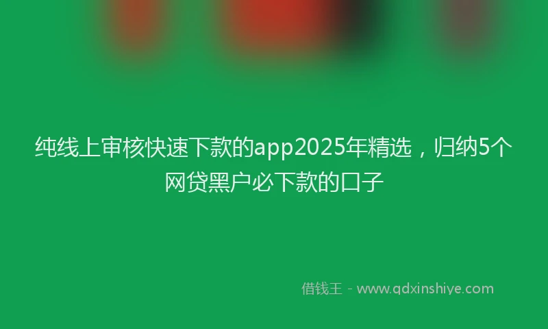 纯线上审核快速下款的app2025年精选，归纳5个网贷黑户必下款的口子