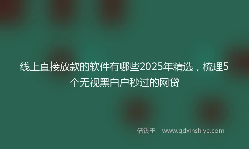 线上直接放款的软件有哪些2025年精选，梳理5个无视黑白户秒过的网贷