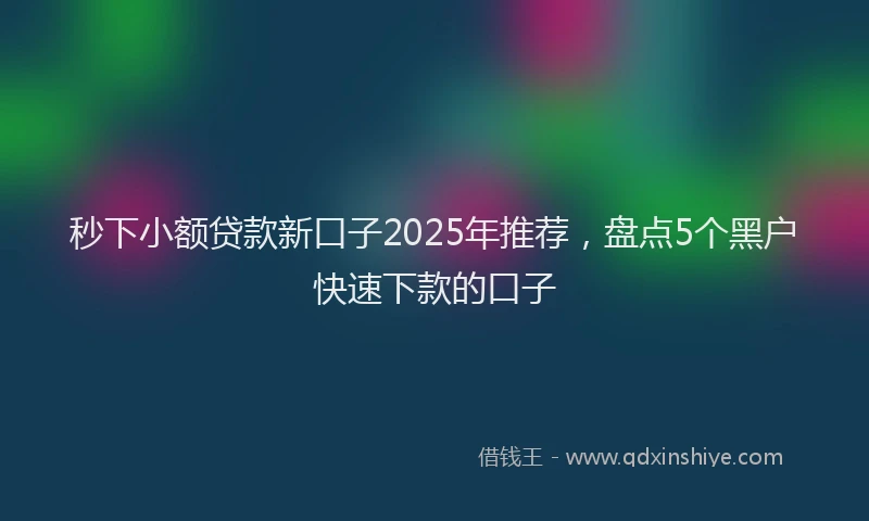 秒下小额贷款新口子2025年推荐，盘点5个黑户快速下款的口子