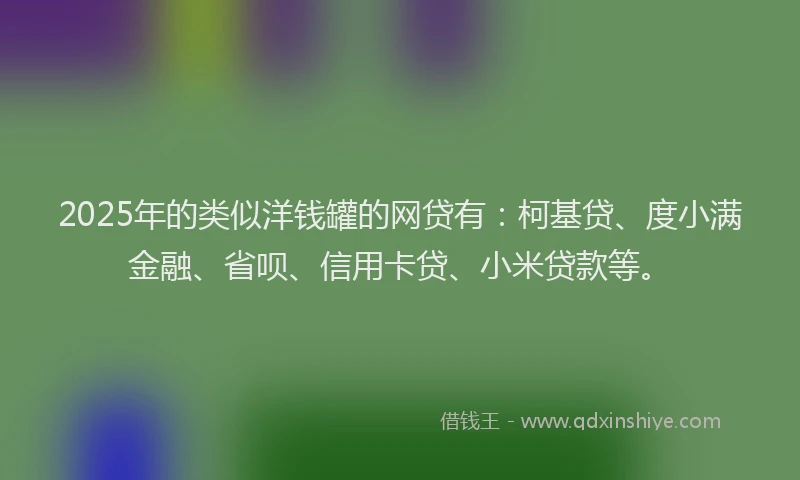 2025年的类似洋钱罐的网贷有：柯基贷、度小满金融、省呗、信用卡贷、小米贷款等。