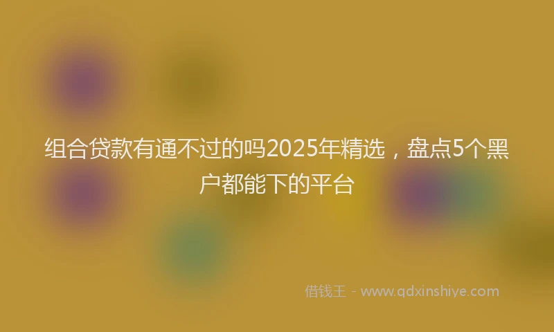 组合贷款有通不过的吗2025年精选，盘点5个黑户都能下的平台