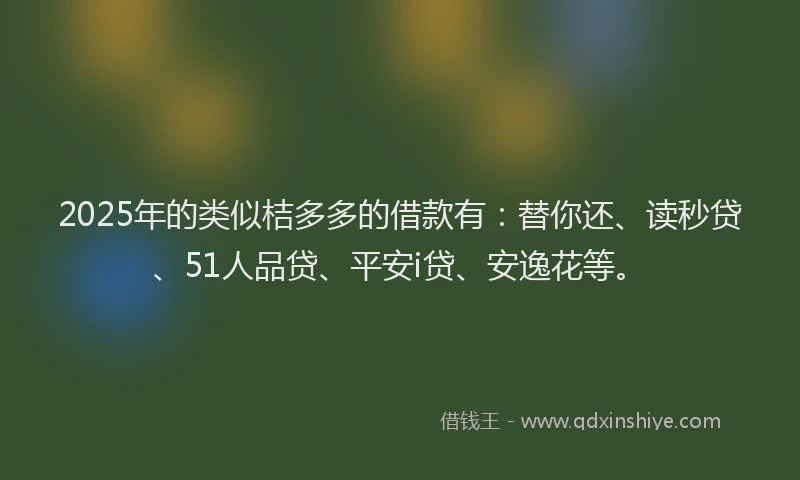 2025年的类似桔多多的借款有：替你还、读秒贷、51人品贷、平安i贷、安逸花等。