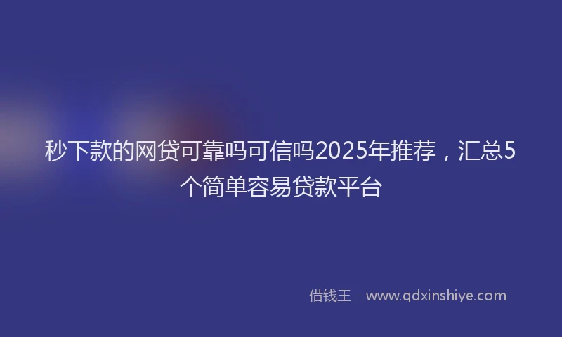 秒下款的网贷可靠吗可信吗2025年推荐，汇总5个简单容易贷款平台