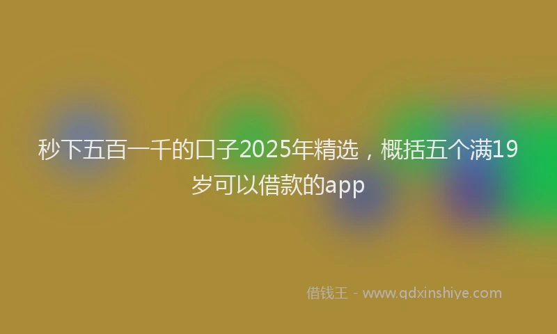 秒下五百一千的口子2025年精选，概括五个满19岁可以借款的app