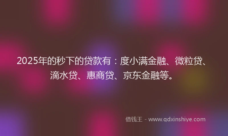 2025年的秒下的贷款有：度小满金融、微粒贷、滴水贷、惠商贷、京东金融等。