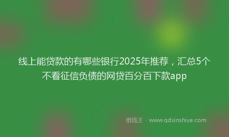 线上能贷款的有哪些银行2025年推荐，汇总5个不看征信负债的网贷百分百下款app