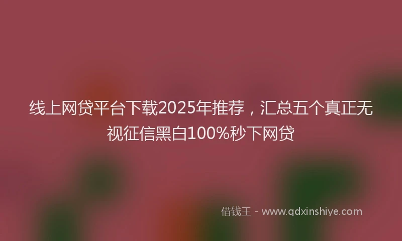 线上网贷平台下载2025年推荐，汇总五个真正无视征信黑白100%秒下网贷