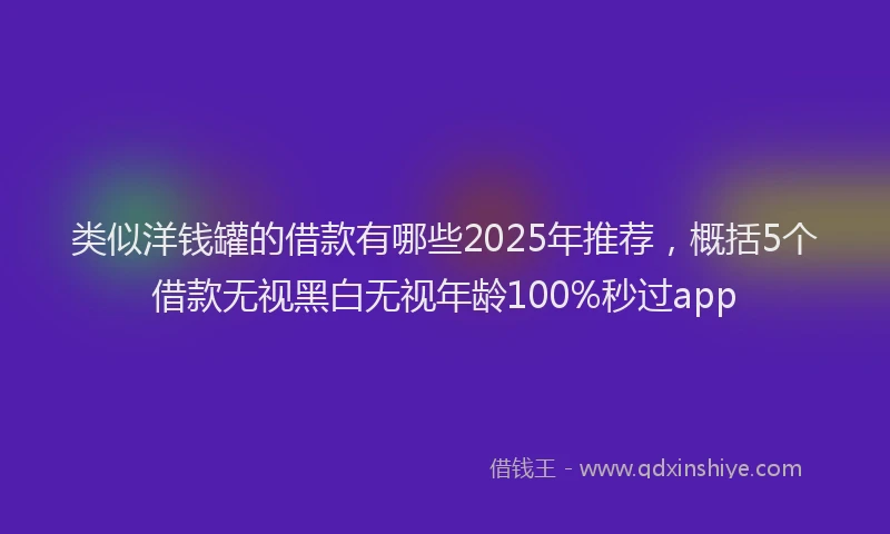 类似洋钱罐的借款有哪些2025年推荐，概括5个借款无视黑白无视年龄100%秒过app
