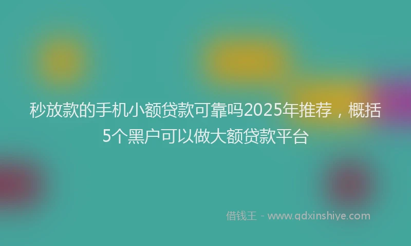 秒放款的手机小额贷款可靠吗2025年推荐，概括5个黑户可以做大额贷款平台