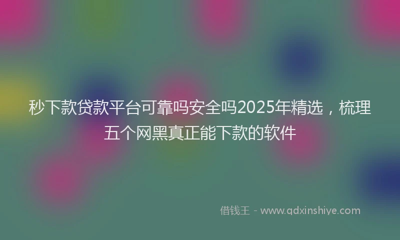 秒下款贷款平台可靠吗安全吗2025年精选，梳理五个网黑真正能下款的软件
