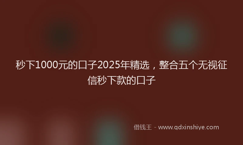 秒下1000元的口子2025年精选，整合五个无视征信秒下款的口子
