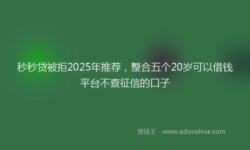 秒秒贷被拒2025年推荐，整合五个20岁可以借钱平台不查征信的口子