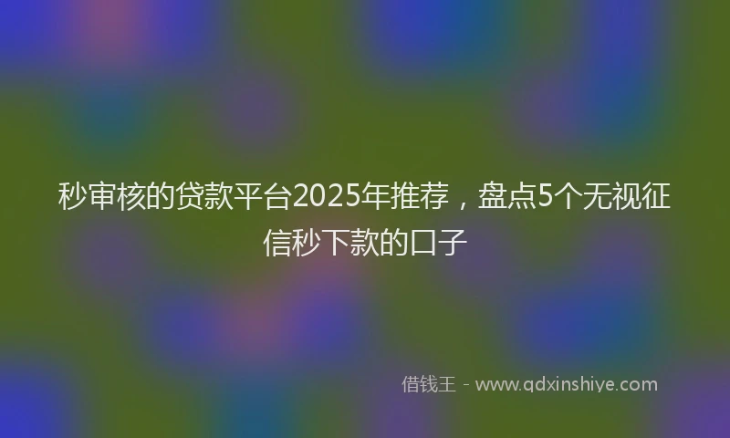 秒审核的贷款平台2025年推荐，盘点5个无视征信秒下款的口子
