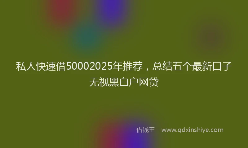私人快速借50002025年推荐，总结五个最新口子无视黑白户网贷
