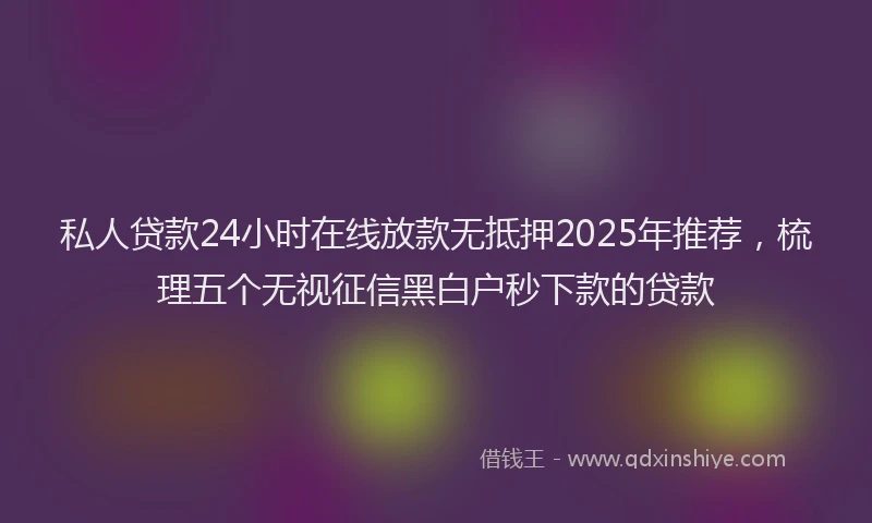 私人贷款24小时在线放款无抵押2025年推荐，梳理五个无视征信黑白户秒下款的贷款
