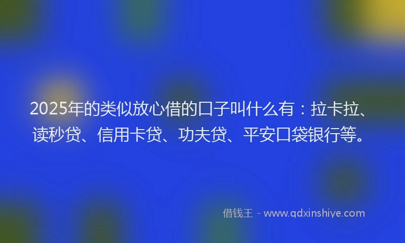 2025年的类似放心借的口子叫什么有：拉卡拉、读秒贷、信用卡贷、功夫贷、平安口袋银行等。