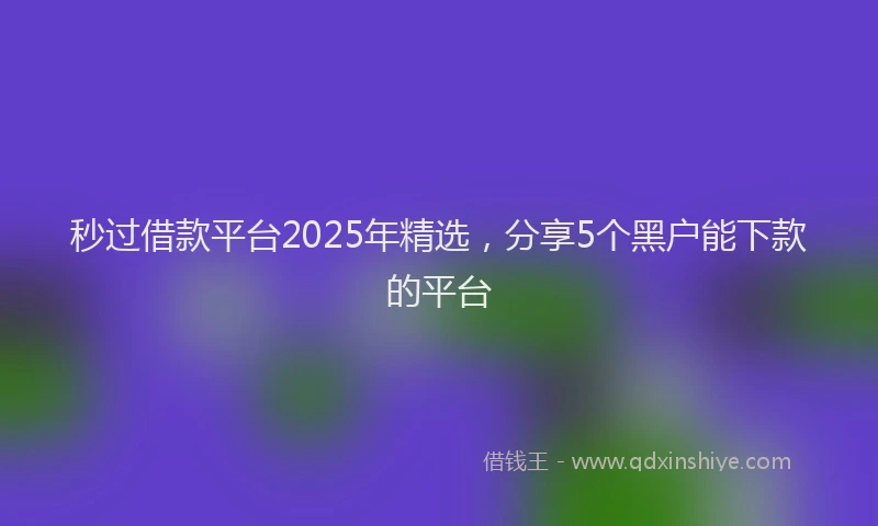 秒过借款平台2025年精选，分享5个黑户能下款的平台