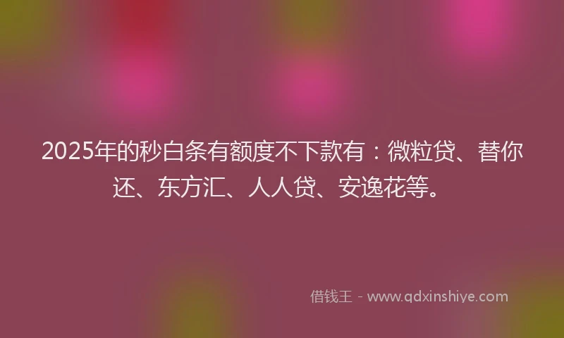 2025年的秒白条有额度不下款有：微粒贷、替你还、东方汇、人人贷、安逸花等。