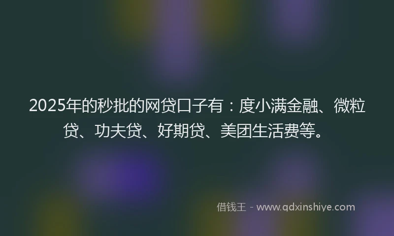 2025年的秒批的网贷口子有：度小满金融、微粒贷、功夫贷、好期贷、美团生活费等。