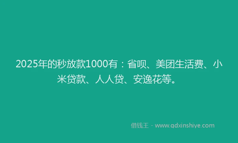 2025年的秒放款1000有：省呗、美团生活费、小米贷款、人人贷、安逸花等。