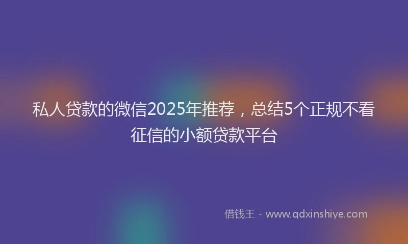 私人贷款的微信2025年推荐，总结5个正规不看征信的小额贷款平台
