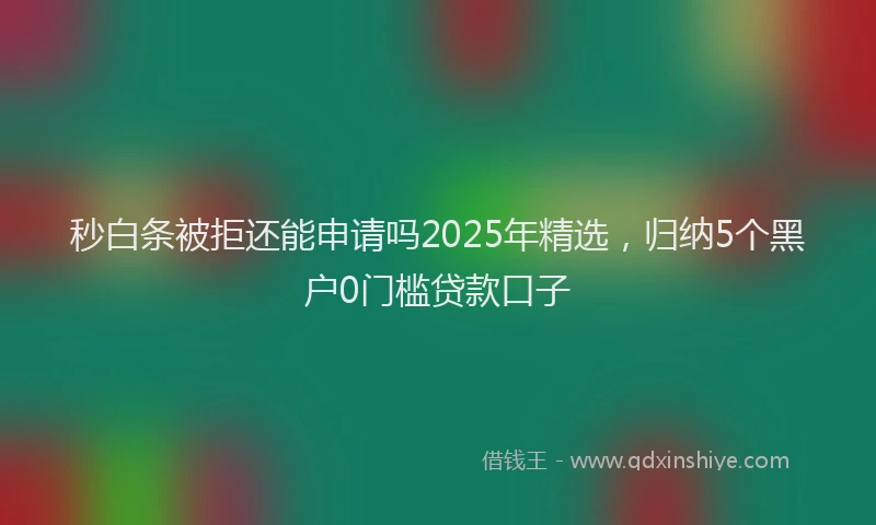 秒白条被拒还能申请吗2025年精选，归纳5个黑户0门槛贷款口子