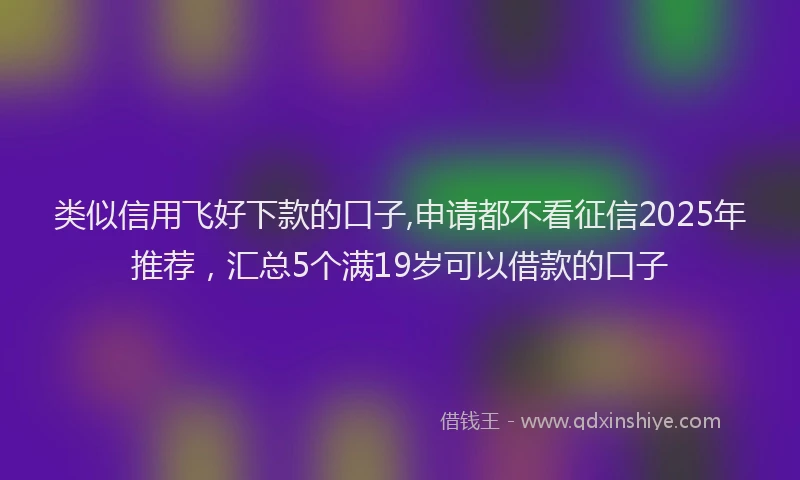 类似信用飞好下款的口子,申请都不看征信2025年推荐，汇总5个满19岁可以借款的口子