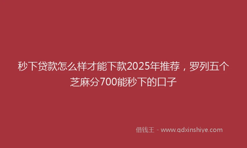 秒下贷款怎么样才能下款2025年推荐，罗列五个芝麻分700能秒下的口子