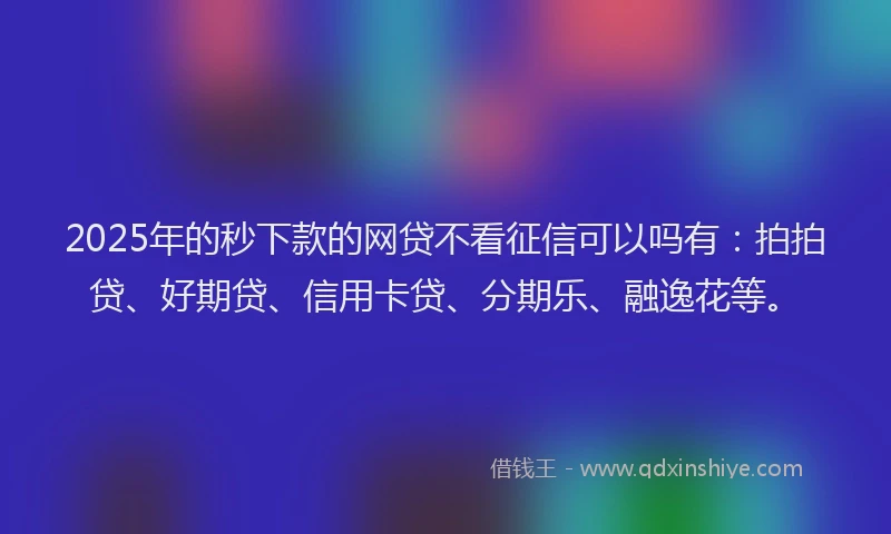 2025年的秒下款的网贷不看征信可以吗有：拍拍贷、好期贷、信用卡贷、分期乐、融逸花等。