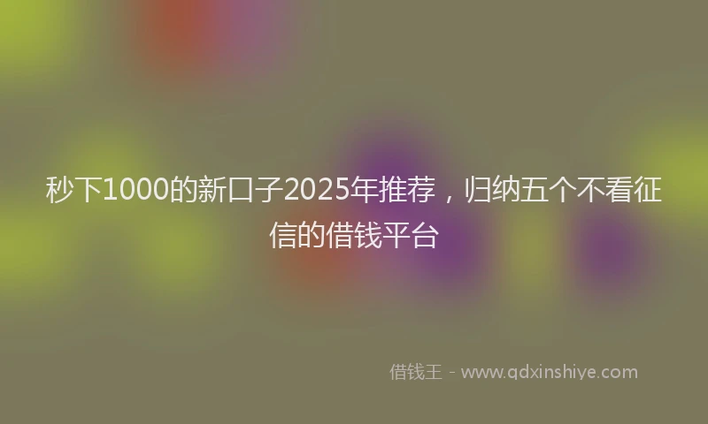 秒下1000的新口子2025年推荐，归纳五个不看征信的借钱平台