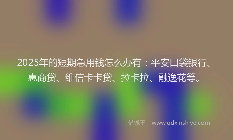 2025年的短期急用钱怎么办有：平安口袋银行、惠商贷、维信卡卡贷、拉卡拉、融逸花等。