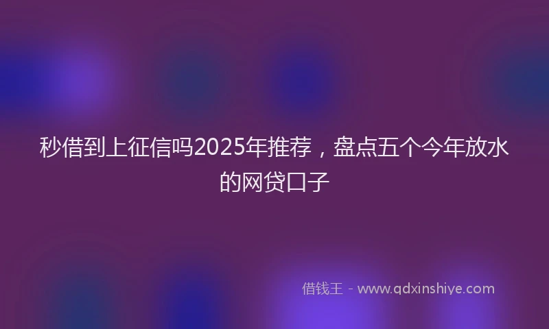 秒借到上征信吗2025年推荐，盘点五个今年放水的网贷口子