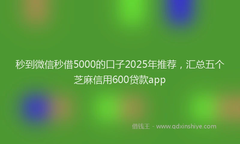 秒到微信秒借5000的口子2025年推荐，汇总五个芝麻信用600贷款app