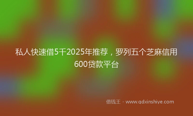 私人快速借5千2025年推荐，罗列五个芝麻信用600贷款平台