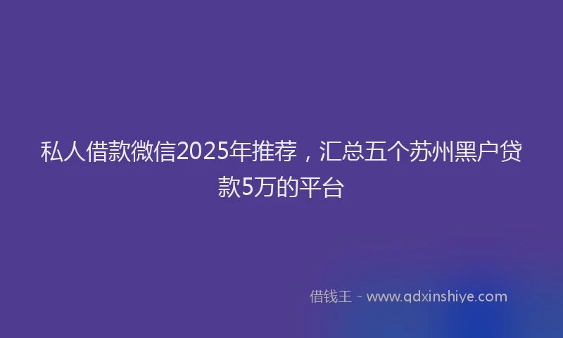 私人借款微信2025年推荐，汇总五个苏州黑户贷款5万的平台