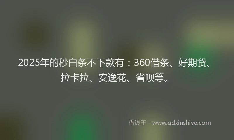 2025年的秒白条不下款有：360借条、好期贷、拉卡拉、安逸花、省呗等。