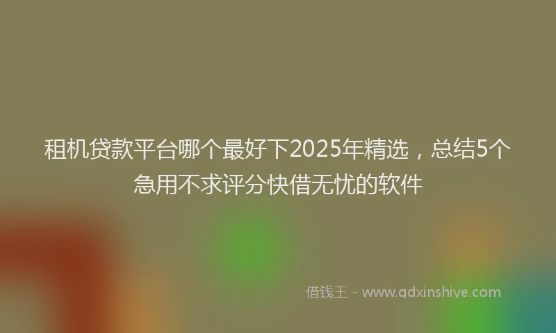 租机贷款平台哪个最好下2025年精选，总结5个急用不求评分快借无忧的软件
