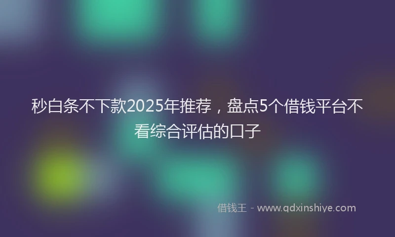 秒白条不下款2025年推荐，盘点5个借钱平台不看综合评估的口子