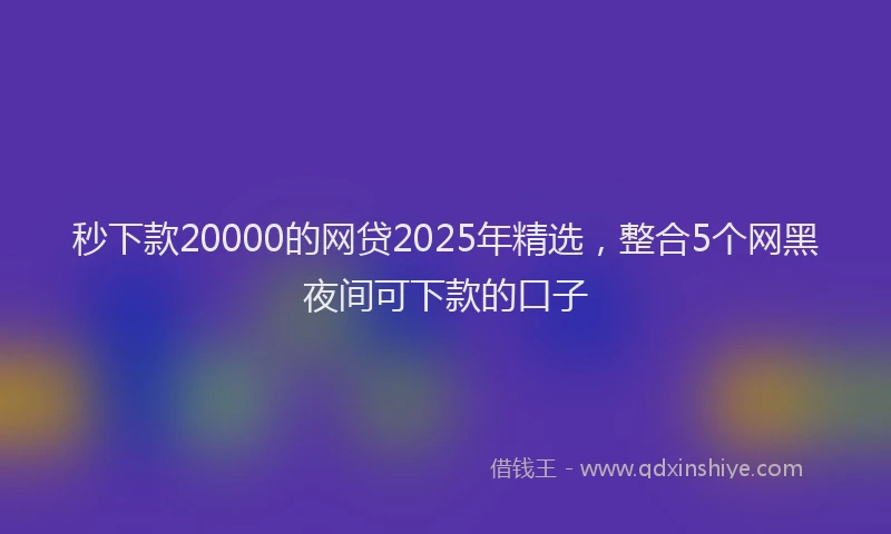 秒下款20000的网贷2025年精选，整合5个网黑夜间可下款的口子