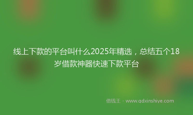 线上下款的平台叫什么2025年精选，总结五个18岁借款神器快速下款平台