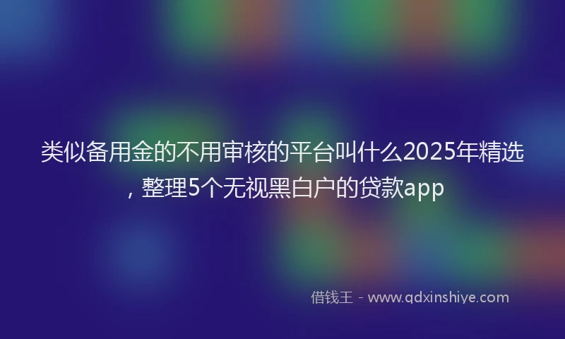 类似备用金的不用审核的平台叫什么2025年精选，整理5个无视黑白户的贷款app