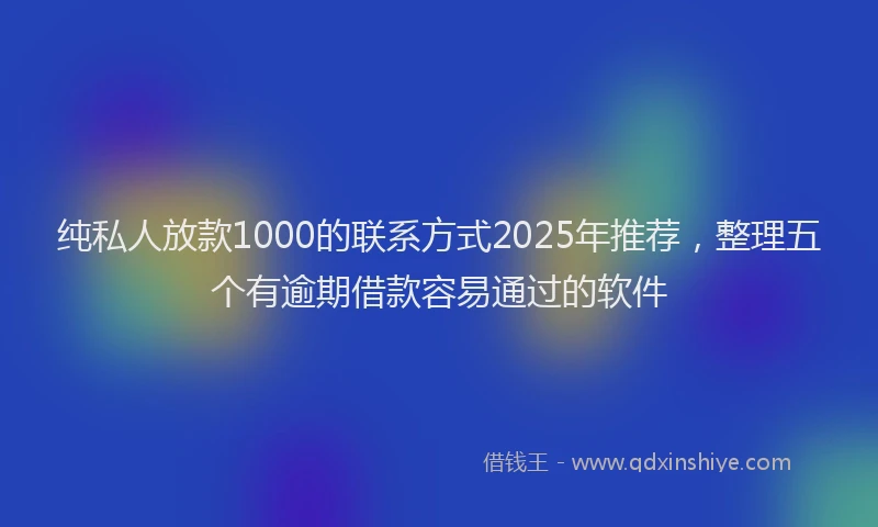 纯私人放款1000的联系方式2025年推荐，整理五个有逾期借款容易通过的软件