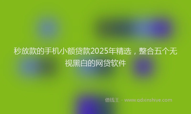 秒放款的手机小额贷款2025年精选，整合五个无视黑白的网贷软件