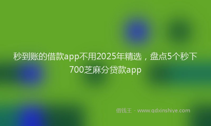 秒到账的借款app不用2025年精选，盘点5个秒下700芝麻分贷款app