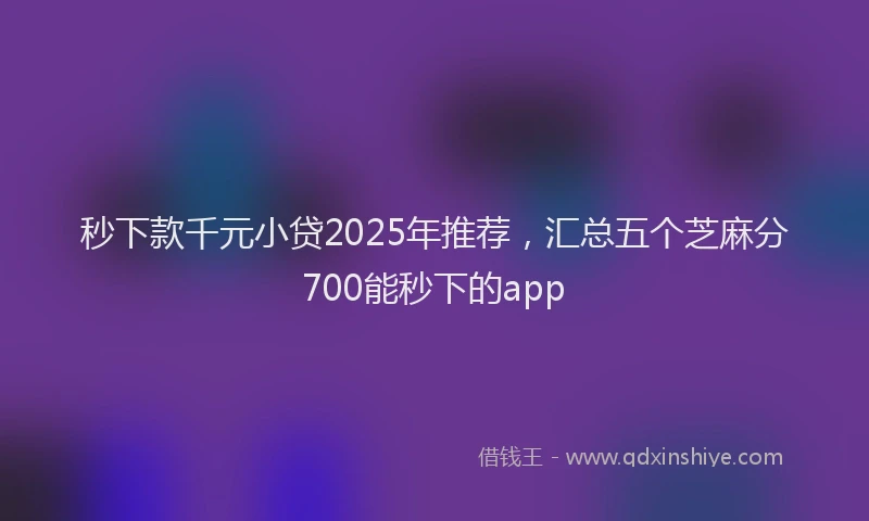 秒下款千元小贷2025年推荐，汇总五个芝麻分700能秒下的app