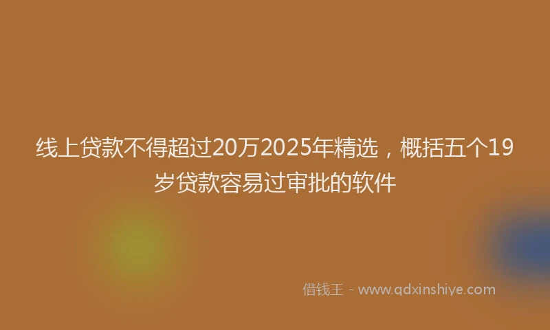 线上贷款不得超过20万2025年精选，概括五个19岁贷款容易过审批的软件