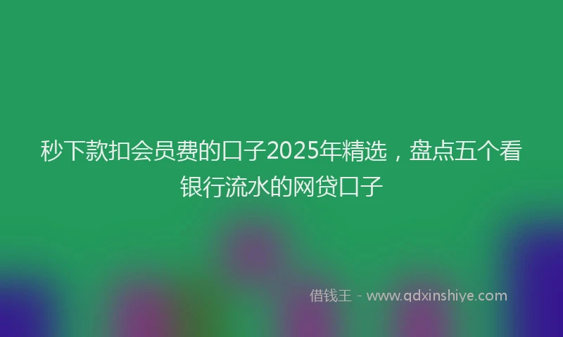 秒下款扣会员费的口子2025年精选，盘点五个看银行流水的网贷口子