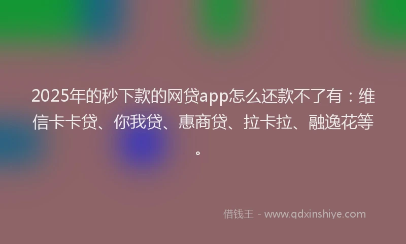 2025年的秒下款的网贷app怎么还款不了有：维信卡卡贷、你我贷、惠商贷、拉卡拉、融逸花等。
