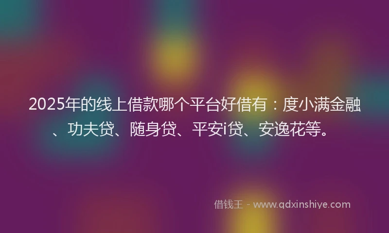 2025年的线上借款哪个平台好借有：度小满金融、功夫贷、随身贷、平安i贷、安逸花等。