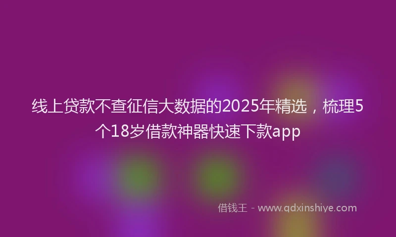 线上贷款不查征信大数据的2025年精选，梳理5个18岁借款神器快速下款app